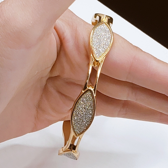 Rose Gold and Gray Sparkly Spacer Bangle - Picture 2 of 7